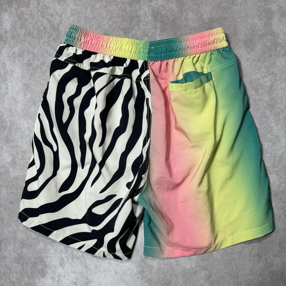 Duvin Swim Trunks 2XL‎ Zebra Print Multicolor Striped Board Shorts Lined